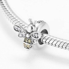 💖 Bee Honey Charm Stopper Spacer Genuine 925 Sterling Silver Bead
