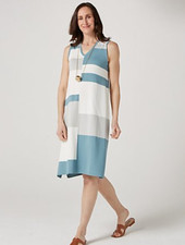 Wynne collection Intarsia Striped Dress blue Combo small New QVC Marlawynne bx3