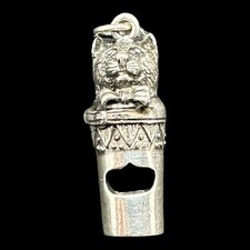 VINTAGE STERLING SILVER ANTIQUE STYLE WHISTLE ** FORM OF A CAT **