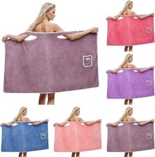 Bathrobe Bath Towel Wrap Womens Wearable Bathtub Shower Dress Bathing Skirt UK