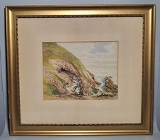 1908 Signed Whales Head Rock Cullen Watercolour Framed Glazed Size  53 x 48cm