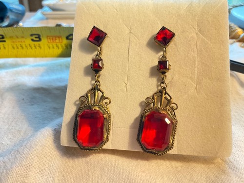Art nouveau earrings brass - nouveau,