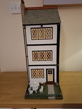 Handmade Vintage 1990s One Of a Kind Wooden Dollhouse With Garden And Lights