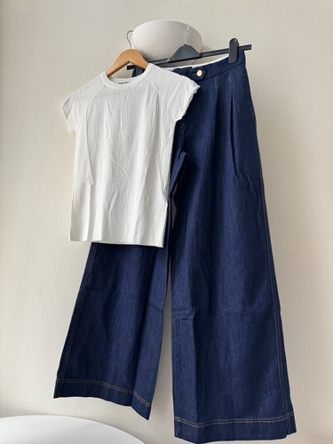 Zara white ribbed top dark - white,