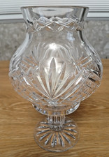 Cut Lead Crystal 2 Piece Hurricane Candleholder with Diamond  Design