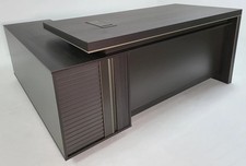 Modern Grey Oak Corner Executive Office Desk Built in Storage 2000mm 200cm 2m