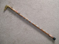 Elegant Walking Stick with Brass Horse Head Handle & 24 Badges  (12)