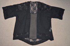 Atmosphere Black Jacket, Size Small, Sheer, Lace and Sequin, Short Sleeve