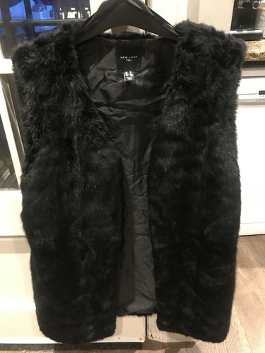 Ladies black faux - fur, gilet