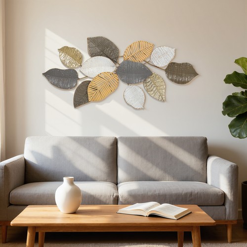 Metal wall art with - metal, leaf