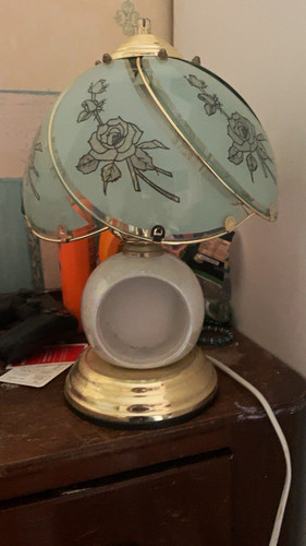 Blue floral glass dome shade - floral,