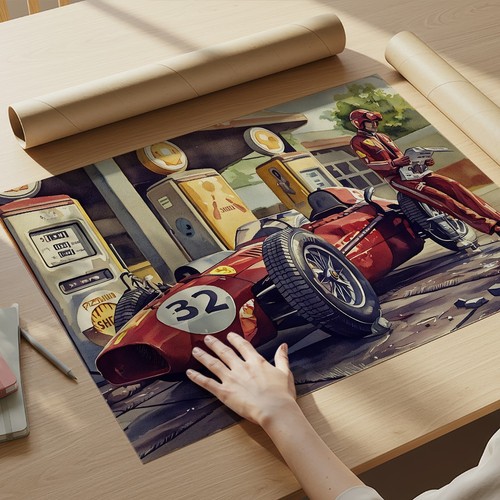 Vintage ferrari print - ferrari, a3