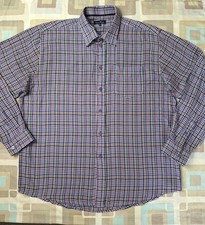 Mens EWM James Pringle Purple Check Cotton Blend Long Sleeve Shirt - Size XL