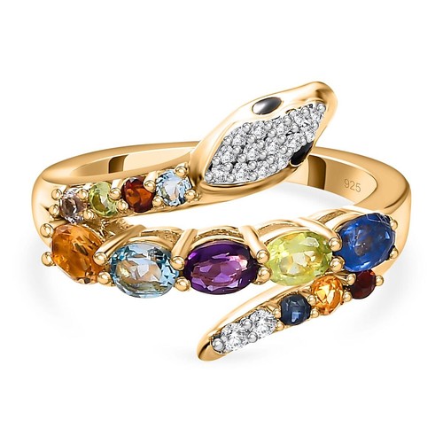 Multi gemstone snake ring - multi,
