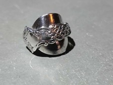 SS442 (J) - Pretty Solid Silver Patterned Spoon Ring
