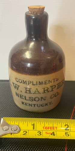 Antique mini stoneware whiskey - antique,
