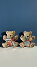 The Franklin Mint Teddy Bear Plate X2 Little Drummer Teddys Christmas Stocking