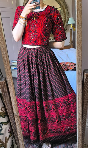 Red embroidered cotton blend - cotton,