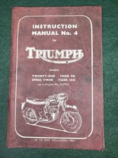 Triumph T90 T100A 3TA 5TA up to 1963 Instruction Manual Guide Book Original Used