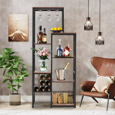 Floor Stand Wine Rack Display Holder With Hanging Glass Holder Sideboard Stands