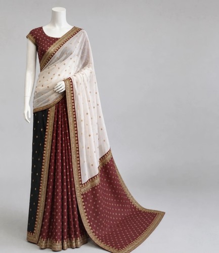 Trio colour pre pleated saree - trio,
