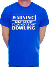 Warning May Talk About Bowling Crown Green Ten Pin Funny Mens T-Shirt