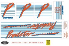 1985-86 Schwinn Predator FREE FORM EX complete decal set