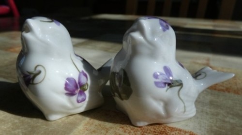 Bone china cruet violets on - bone,
