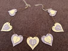 Personalised Libby wooden lilac & cream heart wall banner / garland.  RRP £35