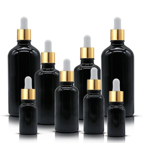 Black glass dropper bottle - black,