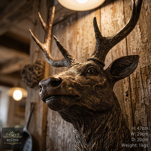 Brown wall mounted stag head - stag,