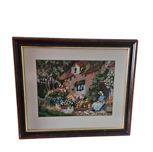Vintage framed needlepoint - framed,