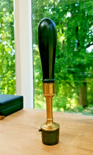 Religious wafer cutter substantial timber grip decorative brass fitting antique 