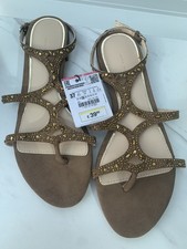Brand New With Tags ZARA Brown & Gold Sandals Size 4 £39.99