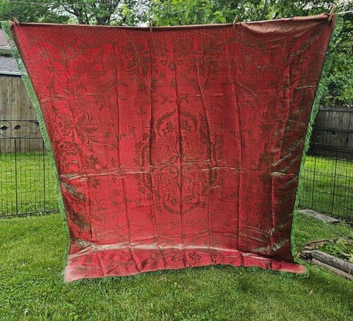Vintage satin coverlet - satin,
