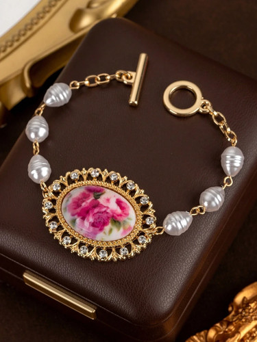 Vintage floral cameo pearl - floral,