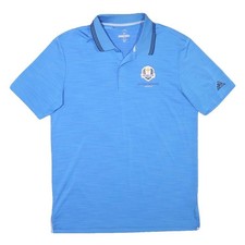 ADIDAS Mens Blue Ryder Cup Logo Short Sleeve Polo Shirt M Golf Performance