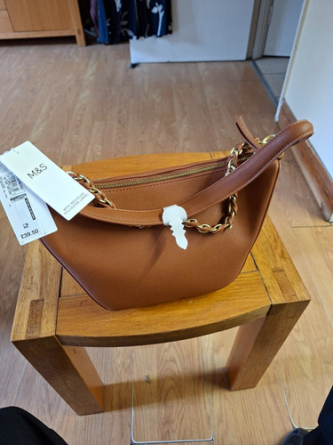 Tan faux leather pebbled - m&s,