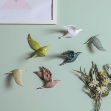 3D Ceramic Wall Mounted Swallows Nordic Flying Bird Ornament Wall Hanging Decor+