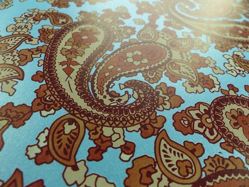 Turquoise backed brown paisley - brown,