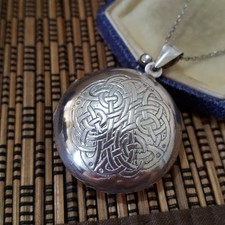 Vintage 925 Sterling Silver Necklace, Vintage Celtic Irish Blessing Locket 