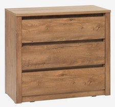 JSYK VEDDE 3-Drawer Chest – Wild Dark Oak – Used – Excellent Condition 