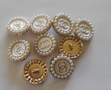 Chanel  Button Set of 12, Size 23 mm Round White,  Pearl And Gold Tone Metal