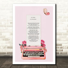 Oh Pretty Woman Baby Pink Typewriter Music Song Lyric Wall Art Print