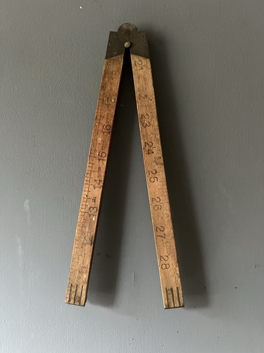 Vintage folding wooden ruler - folding,