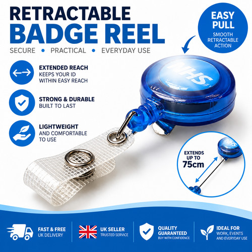 Nhs blue retractable badge - retractable,