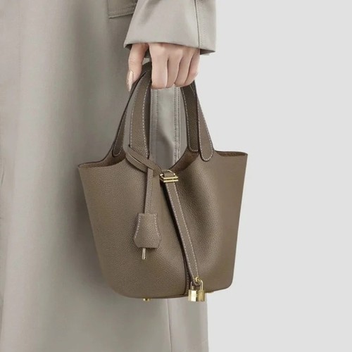 Women leather bucket handbag - leather,