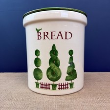 VINTAGE CLOVERLEAF 'TOPIARY' TRADITIONAL POTTERY LIDDED BREAD BIN CROCK