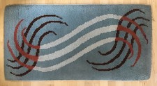 Vintage 1950s   Latch Hook rug  Retro Design 130 x69 cm