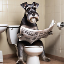 Schnauzer on Toilet Metal sign, Schnauzer plaque, Schnauzer sign